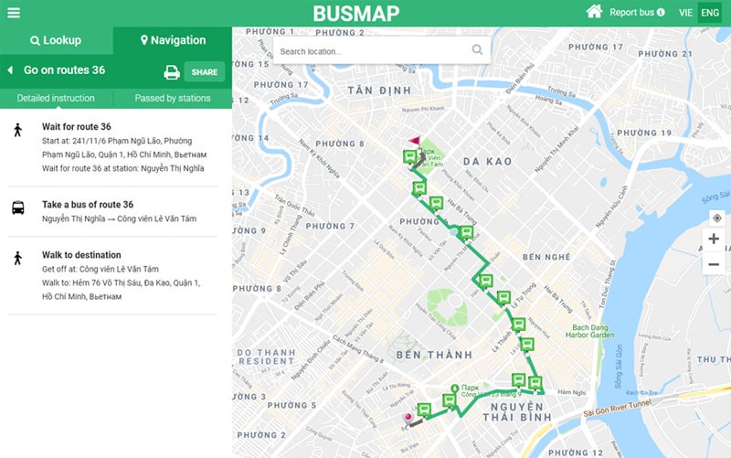 BusMap. Инструкция как пользоваться. Маршруты общественного транспорта Хошимина